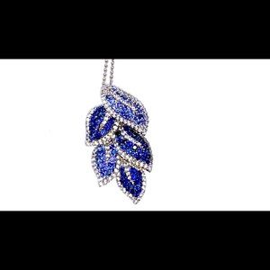 Lab-Created Blue and White Sapphire Leaf